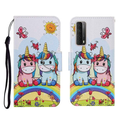 Einhorn Flip PU Leder Handyhülle mit Band für Huawei - SmartPhoneZubehör.com