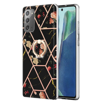 TPU Handy Schutzhülle mit Ringhalter und Marmorblumenmuster, Series 1 - SmartPhoneZubehör.com