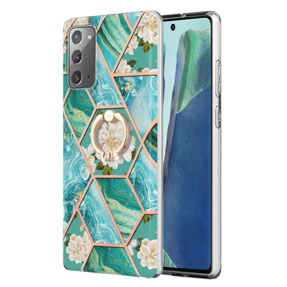 TPU Handy Schutzhülle mit Ringhalter und Marmorblumenmuster, Series 1 - SmartPhoneZubehör.com