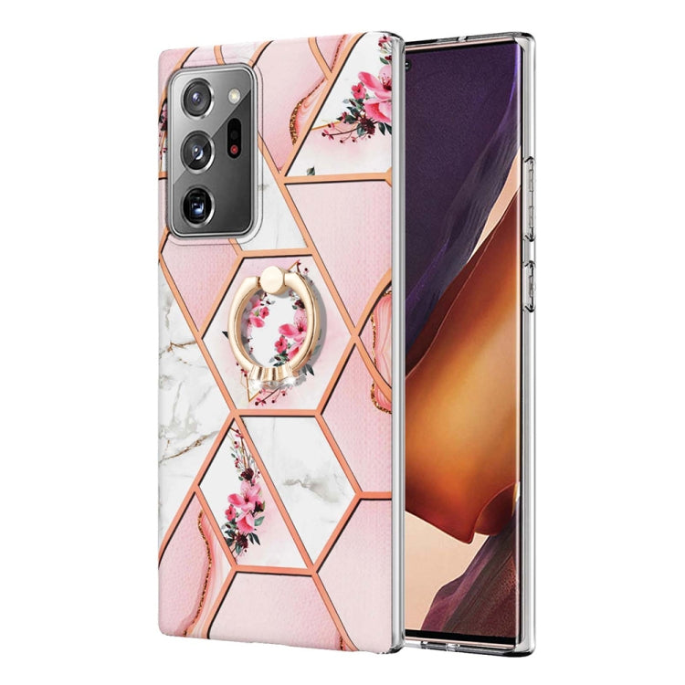 TPU Handy Schutzhülle mit Ringhalter und Marmorblumenmuster, Series 1 - SmartPhoneZubehör.com