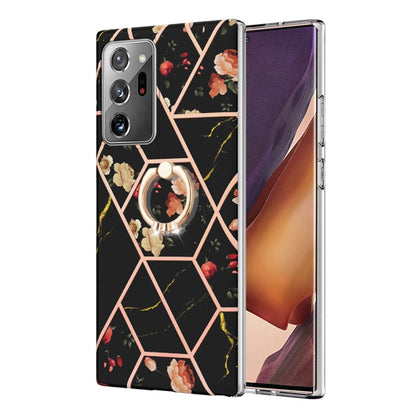 TPU Handy Schutzhülle mit Ringhalter und Marmorblumenmuster, Series 1 - SmartPhoneZubehör.com