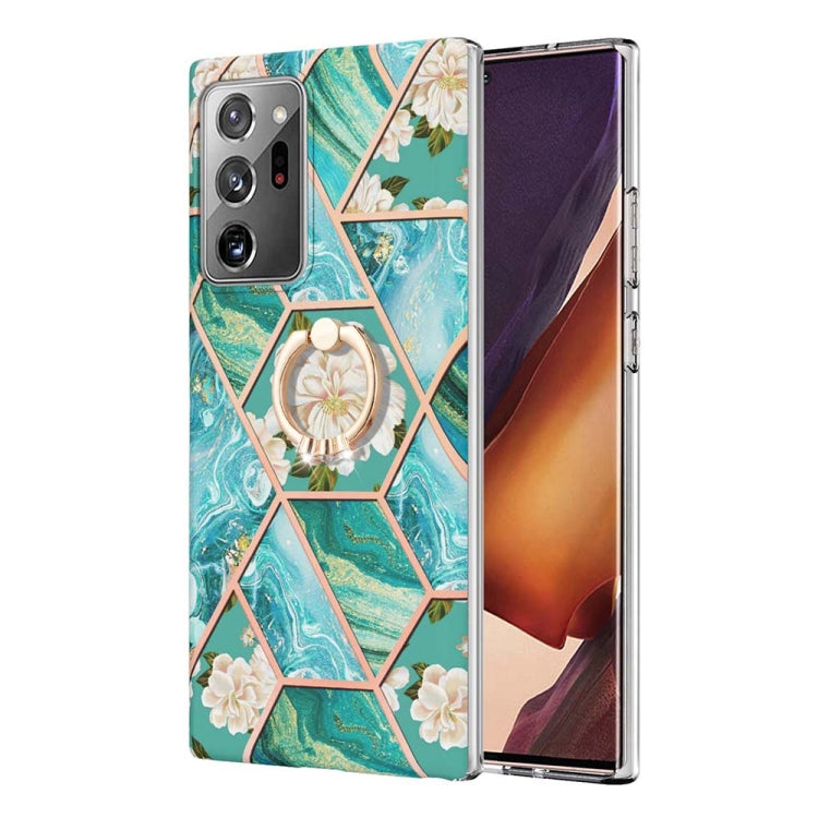 TPU Handy Schutzhülle mit Ringhalter und Marmorblumenmuster, Series 1 - SmartPhoneZubehör.com