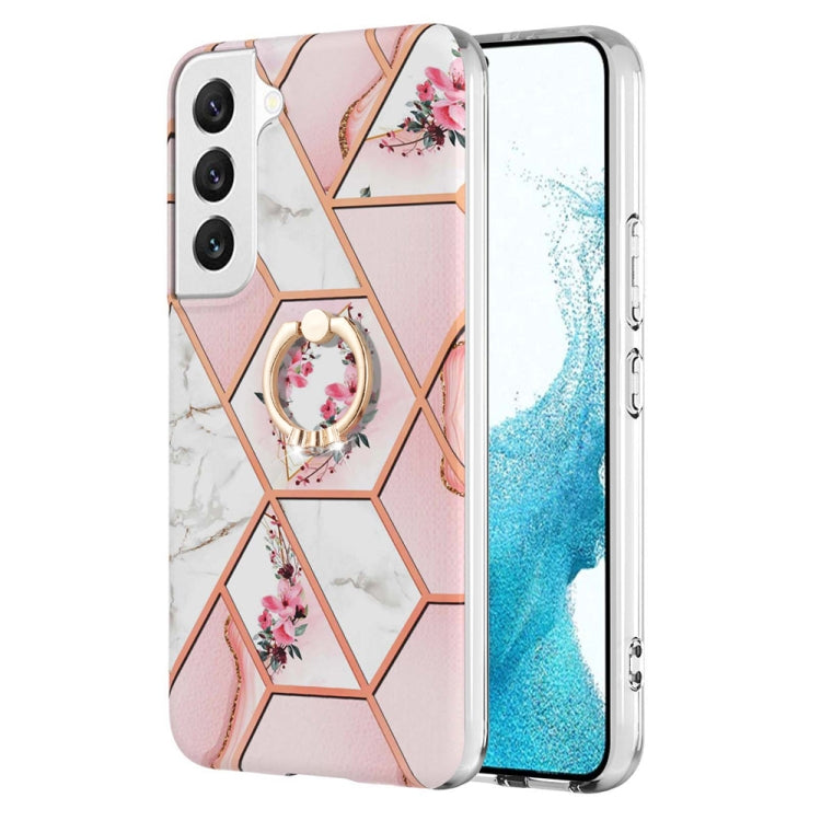 TPU Handy Schutzhülle mit Ringhalter und Marmorblumenmuster, Series 1 - SmartPhoneZubehör.com