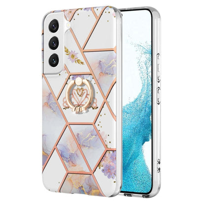 TPU Handy Schutzhülle mit Ringhalter und Marmorblumenmuster, Series 1 - SmartPhoneZubehör.com