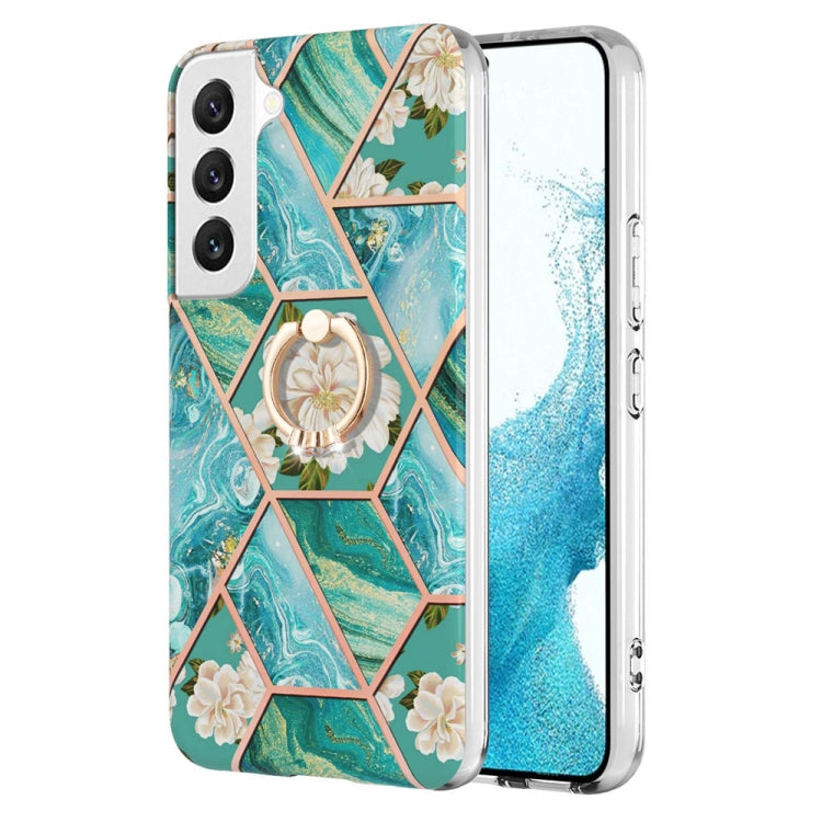 TPU Handy Schutzhülle mit Ringhalter und Marmorblumenmuster, Series 1 - SmartPhoneZubehör.com