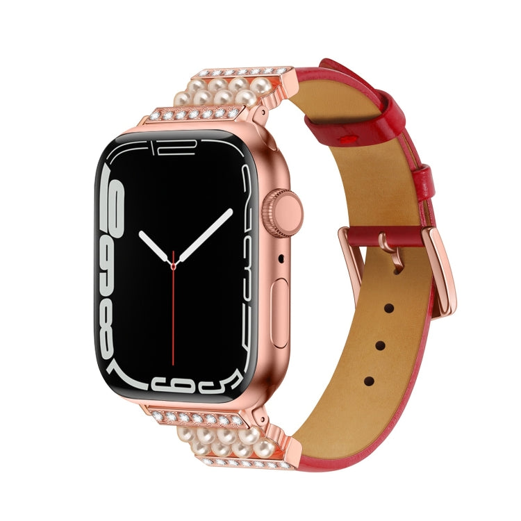 Leder Armband mit Strass für Apple Watch 7 41mm | 6&SE&5&4 40mm | 3&2&1 38mm | 7 45mm | 6&SE&5&4 44mm | 3&2&1 42mm