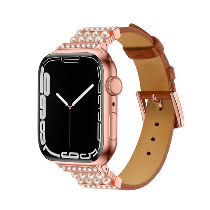 Leder Armband mit Strass für Apple Watch 7 41mm | 6&SE&5&4 40mm | 3&2&1 38mm | 7 45mm | 6&SE&5&4 44mm | 3&2&1 42mm