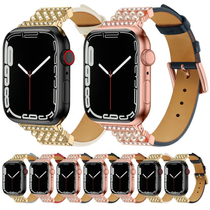 Leder Armband mit Strass für Apple Watch 7 41mm | 6&SE&5&4 40mm | 3&2&1 38mm | 7 45mm | 6&SE&5&4 44mm | 3&2&1 42mm