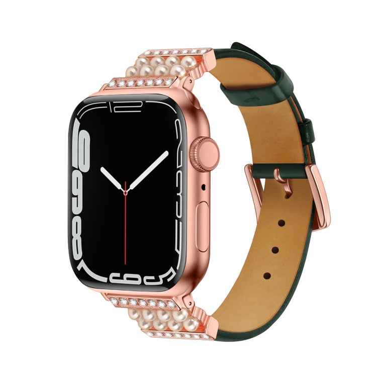 Leder Armband mit Strass für Apple Watch 7 41mm | 6&SE&5&4 40mm | 3&2&1 38mm | 7 45mm | 6&SE&5&4 44mm | 3&2&1 42mm