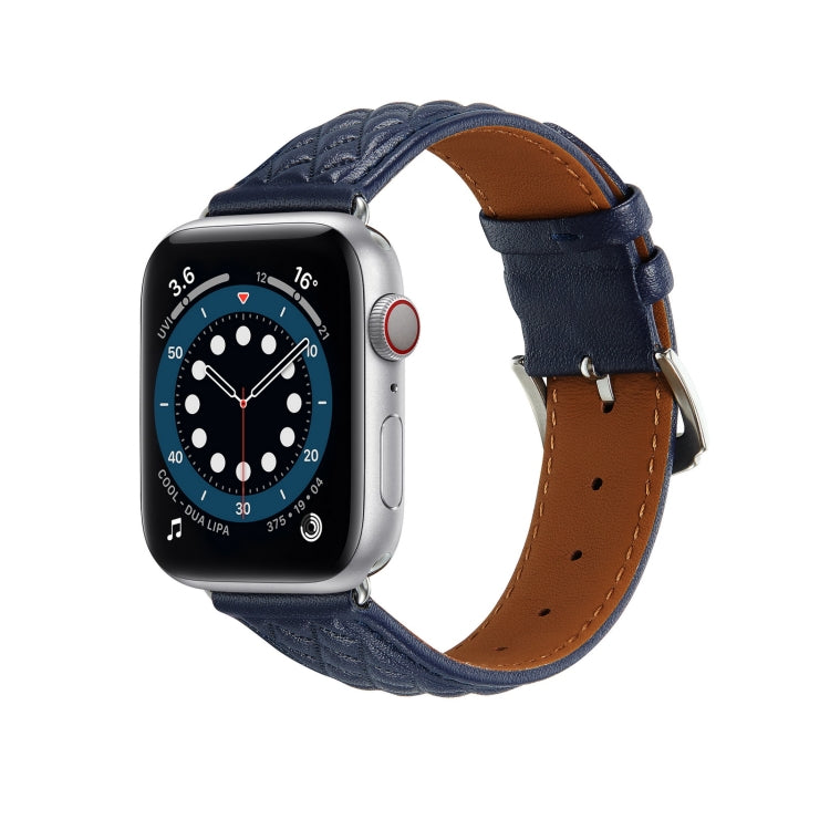 Diamantgitter-Uhrenarmband aus echtem Leder für Apple Watch Series 8&7 41 mm / SE 2&6&SE&5&4 40 mm / 3&2&1 38 mm, For Apple Watch Series 8&7 41mm / SE 2&6&SE&5&4 40mm