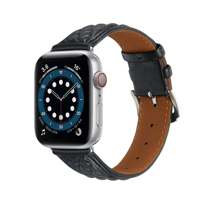 Diamantgitter-Uhrenarmband aus echtem Leder für Apple Watch Series 8&7 41 mm / SE 2&6&SE&5&4 40 mm / 3&2&1 38 mm, For Apple Watch Series 8&7 41mm / SE 2&6&SE&5&4 40mm