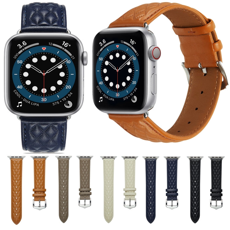 Diamantgitter-Uhrenarmband aus echtem Leder für Apple Watch Series 8&7 41 mm / SE 2&6&SE&5&4 40 mm / 3&2&1 38 mm, For Apple Watch Series 8&7 41mm / SE 2&6&SE&5&4 40mm