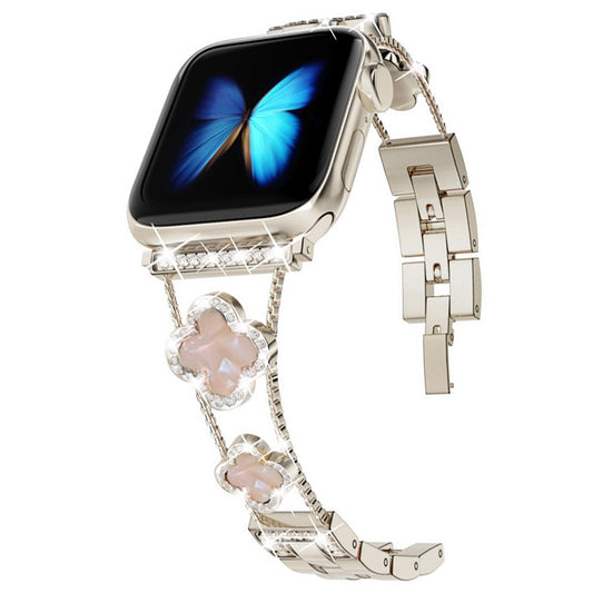 Vierblättriges Kleeblatt-Diamant-Uhrenarmband, For Apple Watch Series 8&7 41mm