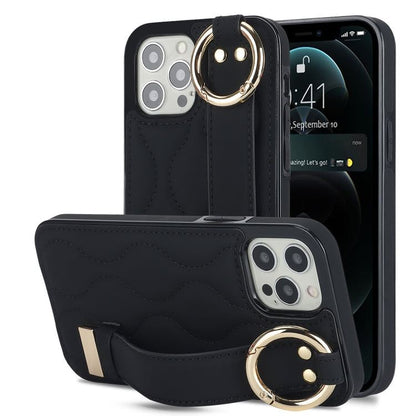 Rutschfeste, vollständig abdeckende Ring PU Leder Handy Schutzhülle mit Halteband, Series 4 - SmartPhoneZubehör.com