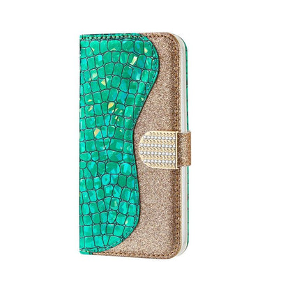 Horizontales Handy Flip-Lederetui mit Laser-Glitzerpulver und  Krokodilstruktur, Kartenfächern, Halter und Geldbörse - SmartPhoneZubehör.com