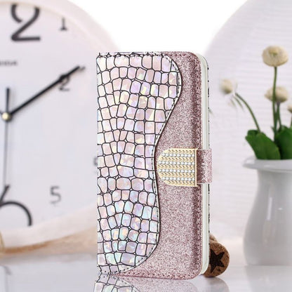 Horizontales Handy Flip-Lederetui mit Laser-Glitzerpulver und  Krokodilstruktur, Kartenfächern, Halter und Geldbörse - SmartPhoneZubehör.com