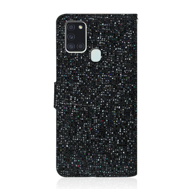 Horizontales Handy Flip-Lederetui mit Glitzerpulver, Kartenfächern, Halter und Umhängeband - SmartPhoneZubehör.com