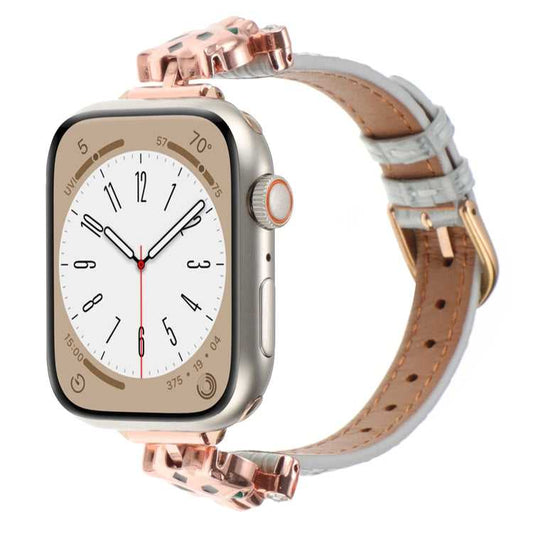 Leder Armband mit Leopardenkopf + Glitzer für Apple Watch 46mm | 49mm | 45mm | 44mm | 42mm | 41mm | 40mm | 38mm