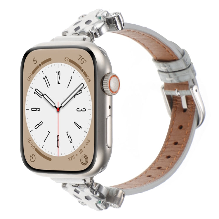 Leder Armband mit Leopardenkopf + Glitzer für Apple Watch 46mm | 49mm | 45mm | 44mm | 42mm | 41mm | 40mm | 38mm