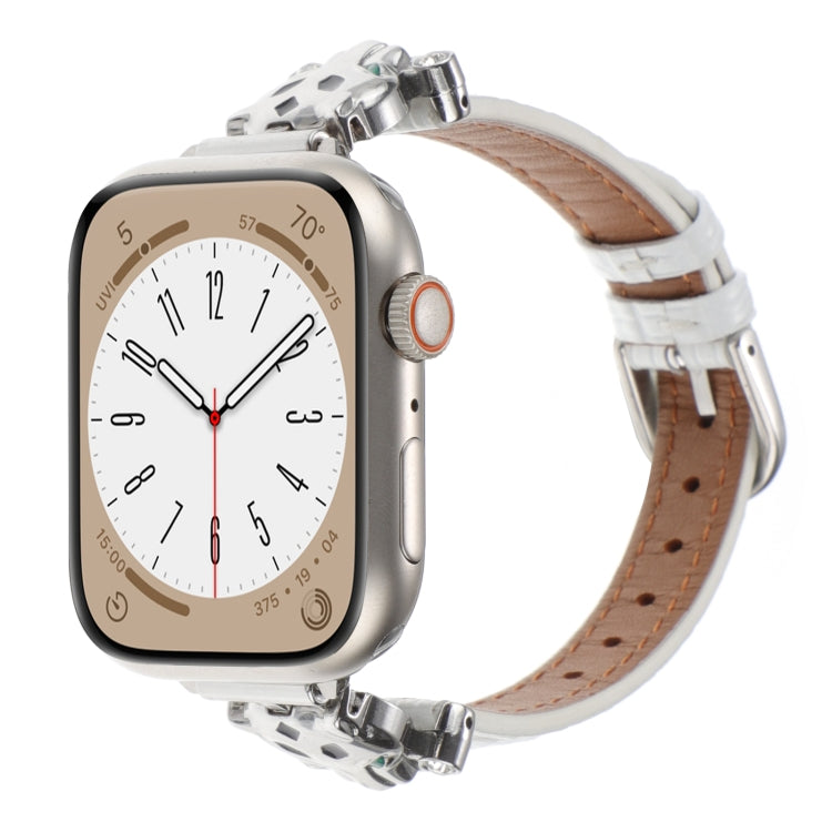 Leder Armband mit Leopardenkopf + Glitzer für Apple Watch 46mm | 49mm | 45mm | 44mm | 42mm | 41mm | 40mm | 38mm