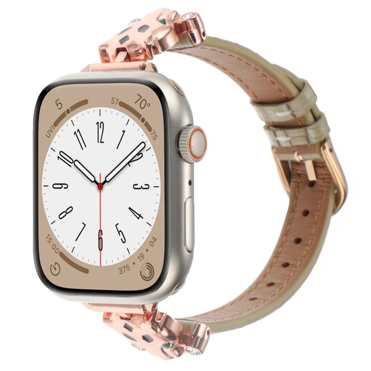 Leder Armband mit Leopardenkopf + Glitzer für Apple Watch 46mm | 49mm | 45mm | 44mm | 42mm | 41mm | 40mm | 38mm