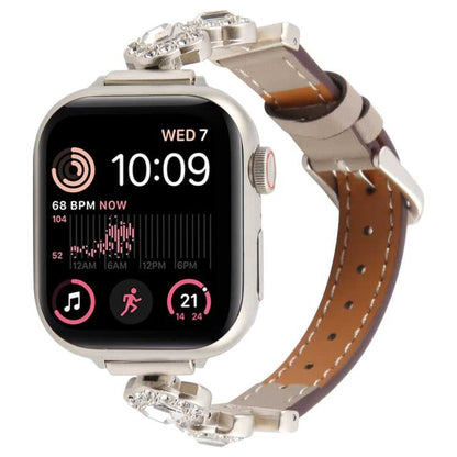 Leder Armband mit Strass für Apple Watch 46mm | 49mm | 45mm | 44mm | 42mm | 41mm | 40mm | 38mm