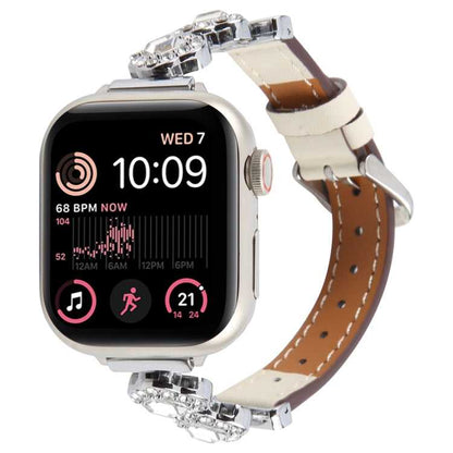 Leder Armband mit Strass für Apple Watch 46mm | 49mm | 45mm | 44mm | 42mm | 41mm | 40mm | 38mm