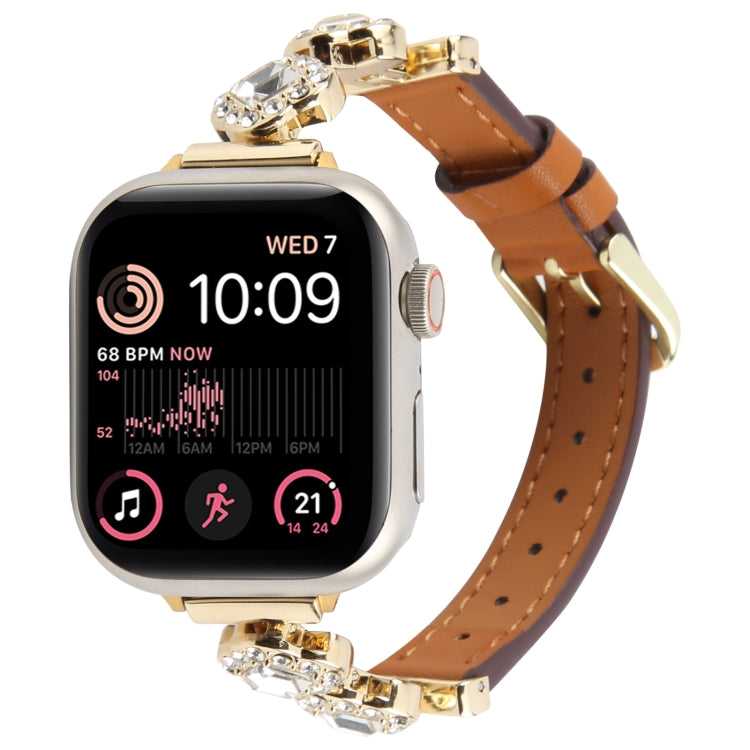 Leder Armband mit Strass für Apple Watch 46mm | 49mm | 45mm | 44mm | 42mm | 41mm | 40mm | 38mm