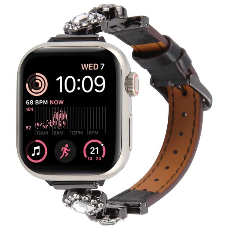 Leder Armband mit Strass für Apple Watch 46mm | 49mm | 45mm | 44mm | 42mm | 41mm | 40mm | 38mm