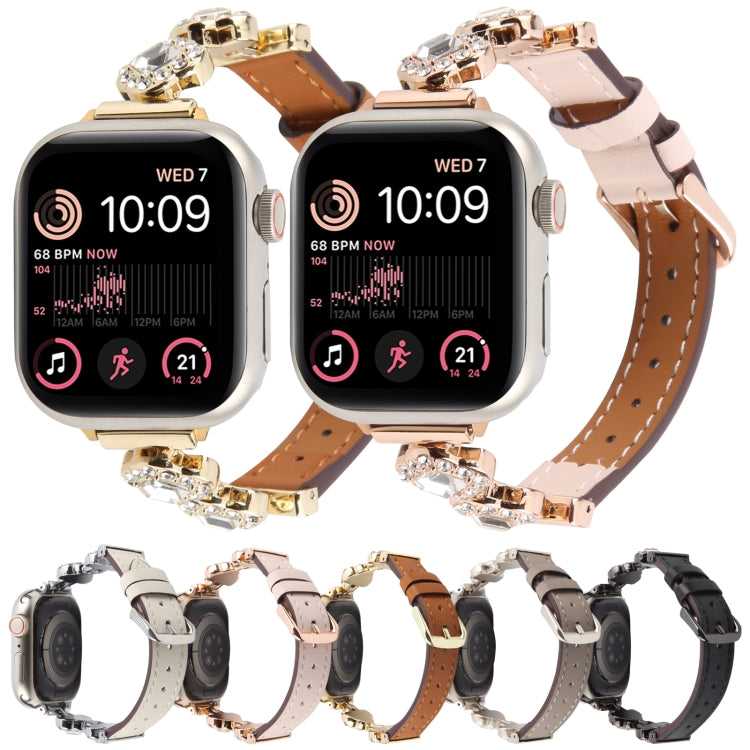 Leder Armband mit Strass für Apple Watch 46mm | 49mm | 45mm | 44mm | 42mm | 41mm | 40mm | 38mm