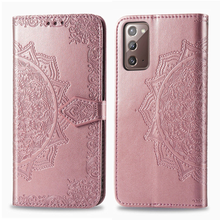 Horizontales Handy Flip-Lederetui mit Mandala-Blume-Prägung und Halterung/Kartenfach/Geldbörse/Umhängeband - SmartPhoneZubehör.com