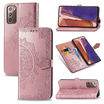 Horizontales Handy Flip-Lederetui mit Mandala-Blume-Prägung und Halterung/Kartenfach/Geldbörse/Umhängeband - SmartPhoneZubehör.com