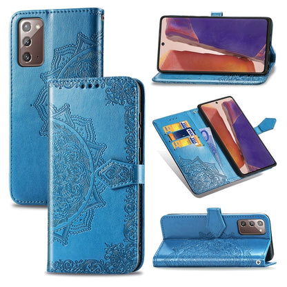 Horizontales Handy Flip-Lederetui mit Mandala-Blume-Prägung und Halterung/Kartenfach/Geldbörse/Umhängeband - SmartPhoneZubehör.com