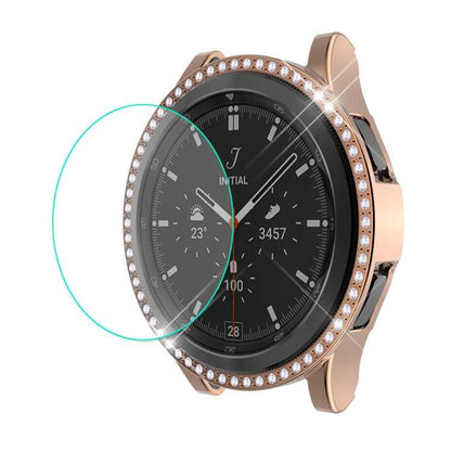 ENKAY Strass PC Schutzhülle mit Schutzglas für Samsung Galaxy Watch4 Classic 42 mm