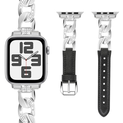 Leder Strass Armband für Apple Watch SE 2023 44mm | SE 2023 40mm | Ultra 2 49mm | 9 45mm | 9 41mm | Ultra 49mm