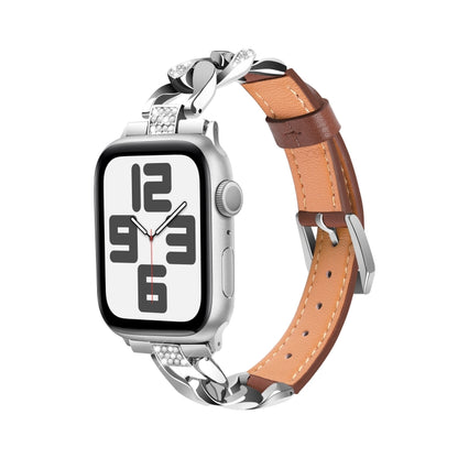 Leder Strass Armband für Apple Watch SE 2023 44mm | SE 2023 40mm | Ultra 2 49mm | 9 45mm | 9 41mm | Ultra 49mm