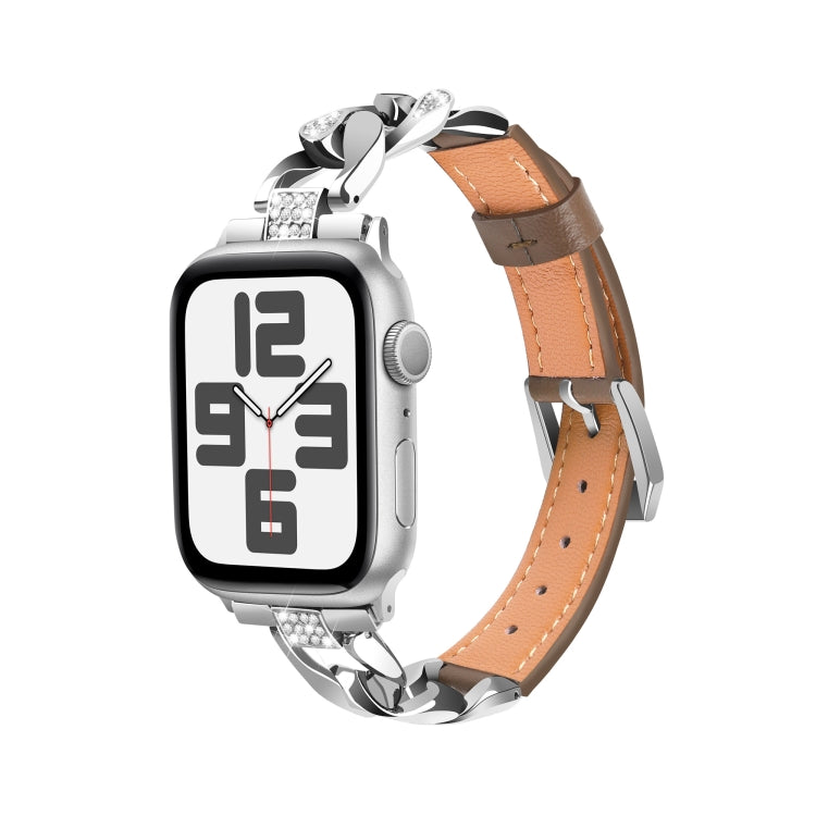 Leder Strass Armband für Apple Watch SE 2023 44mm | SE 2023 40mm | Ultra 2 49mm | 9 45mm | 9 41mm | Ultra 49mm