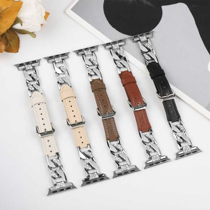 Leder Strass Armband für Apple Watch 8 41mm | 8 45mm | SE 2022 40mm | SE 2022 44mm | 7 41mm | 7 45mm