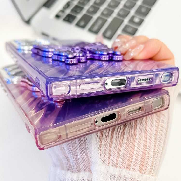 Überzug Glitzer Textur Schmetterlingshalter TPU Handyhülle mit Linsenfolie, For Samsung Galaxy S23 Ultra 5G